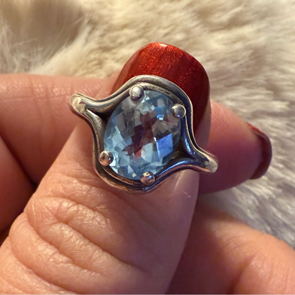 James Avery Vintage Elegant Silver and Blue Gemstone Ring